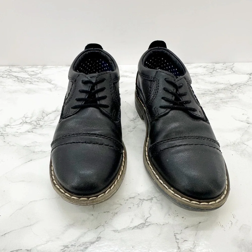 Steve‎ Madden Tolliver Boys Black Leather Oxford Dress Shoes Size 9